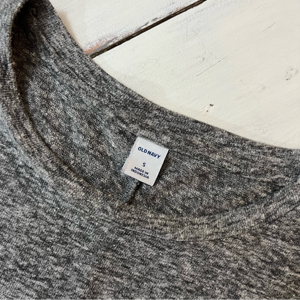 Old Navy Linen Knit T-Shirt Short Sleeved Dress Light Grey Heather Small - Picture 9 of 11